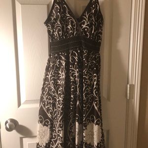 Brown and white summer dress